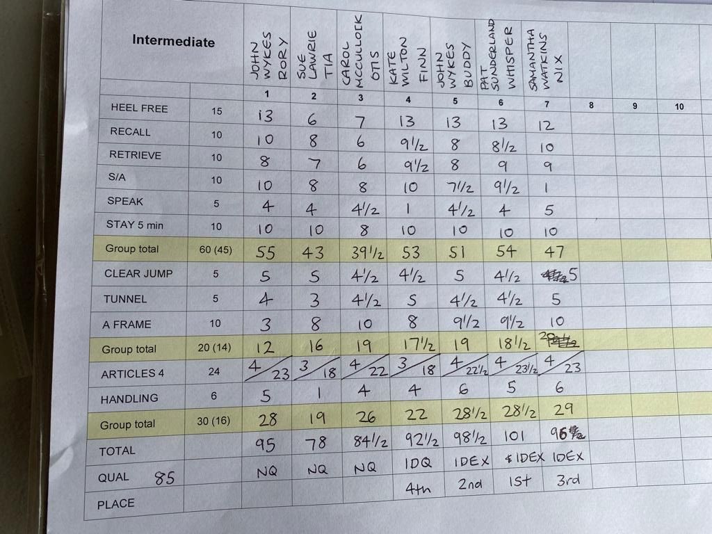 Intermediate Scoresheet